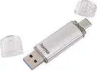 Hama USB-Stick C-Laeta mit USB-C und USB-A Anschluss, Silber, 16 GB - Bild 1