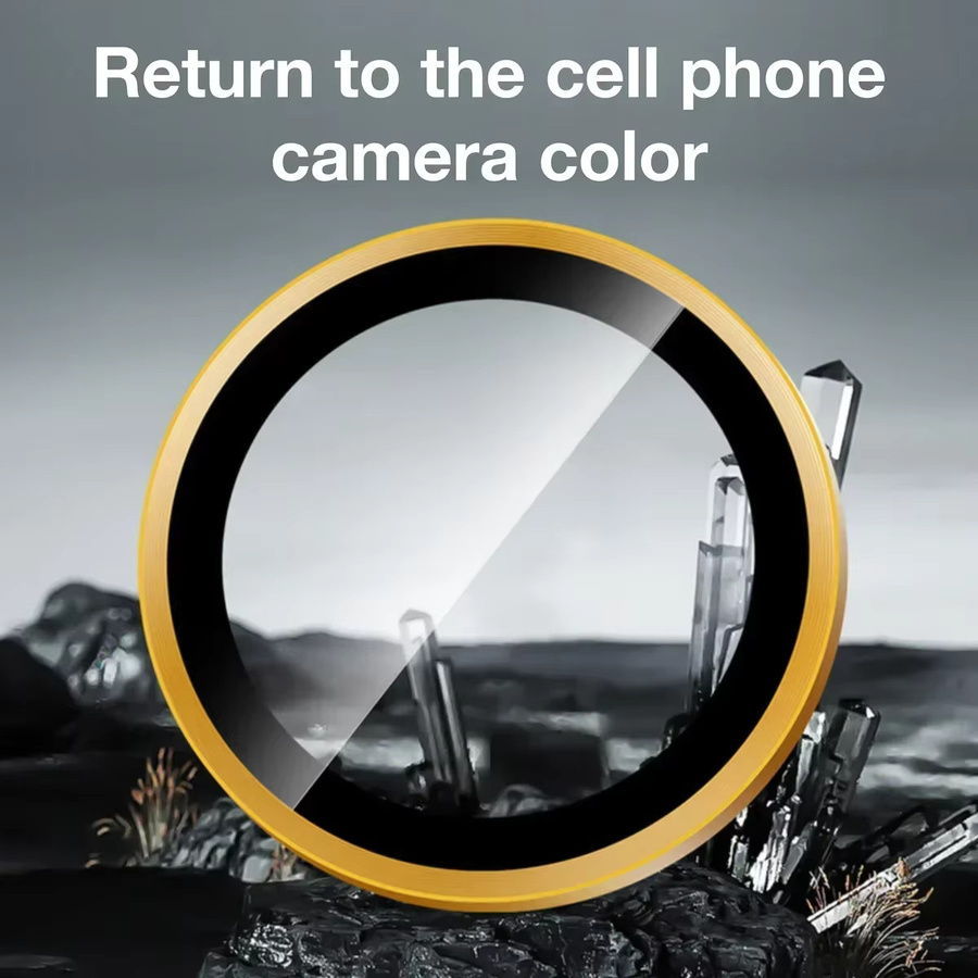 Samsung Galaxy A37 A57 Kamera Objektiv Schutz aus gehärtetem Glas mit Metall CD Ring in Gold - Bild 4