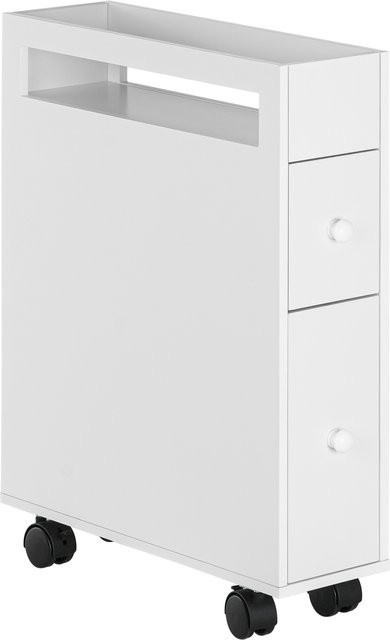 Aosom Badezimmerschrank Nischenschrank mit Rollen in Weiß, 2 Schubladen und offenem Fach, B/T/H: 16 x 49,5 x 66 cm - Bild 1