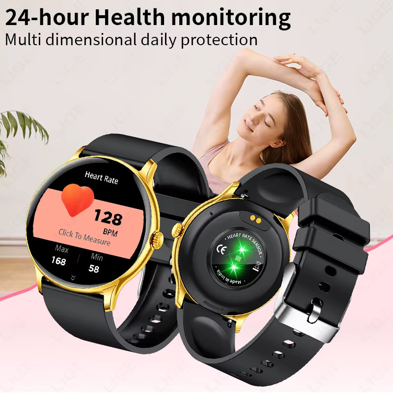 LIGE Smartwatch, Damen, 1,38 Zoll, Schwarz, Silikon - Bild 5