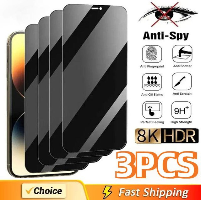 Caihonghong 3-teiliges Anti-Spionage-Hartglas Sichtschutz für iPhone 13, iPhone 14 und iPhone 16 in Schwarz und Transparent - Bild 1