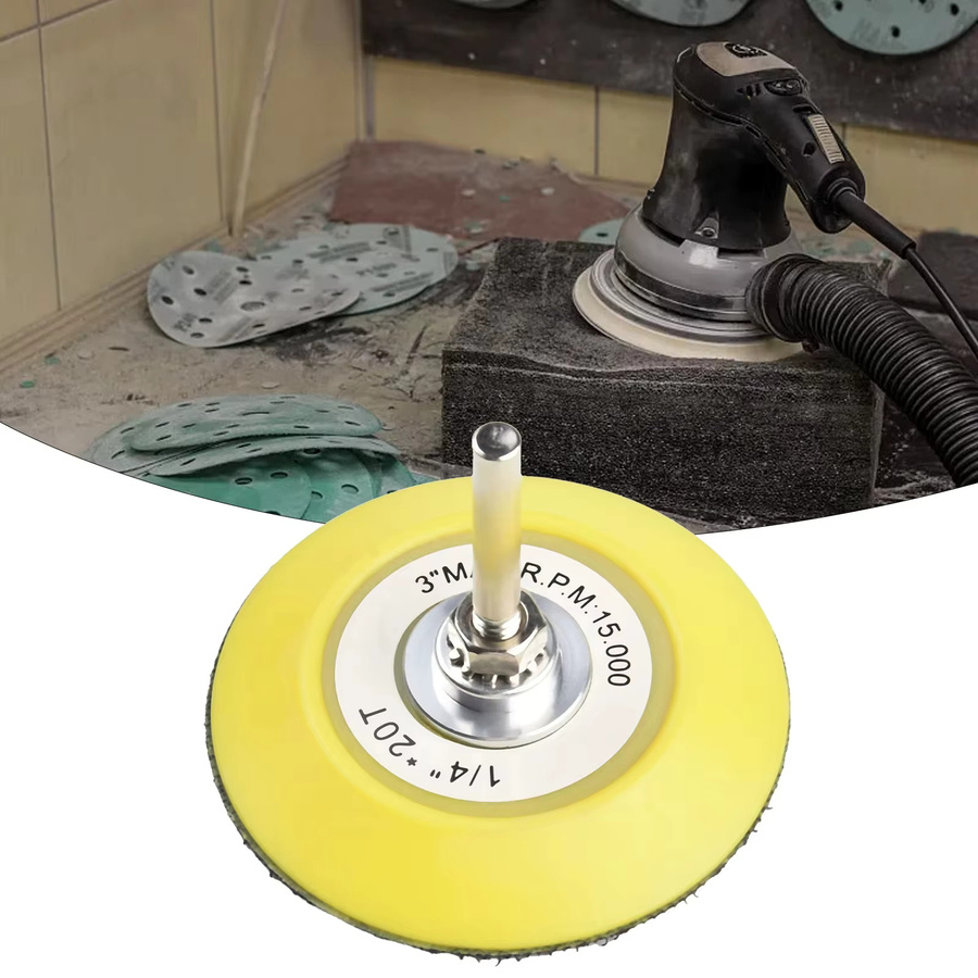 Gelbe Klett-Trägerplatten für pneumatische Polierschleifer, Durchmesser: 75 mm - Bild 2