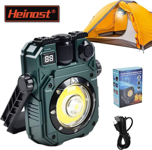 Heinast Magnetisches LED-Arbeitslicht mit COB-Technologie, Solarbetrieben und Wasserdicht, Wiederaufladbare Notfalllampe für Werkstatt und Outdoor - Bild 1