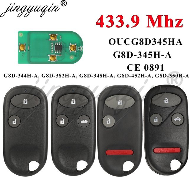 Jingyuqin G8D345HA Auto Fernbedienung Schlüssel Fob für Honda Civic Accord CRV HRV FRV Jazz in Schwarz, 433MHz - Bild 1