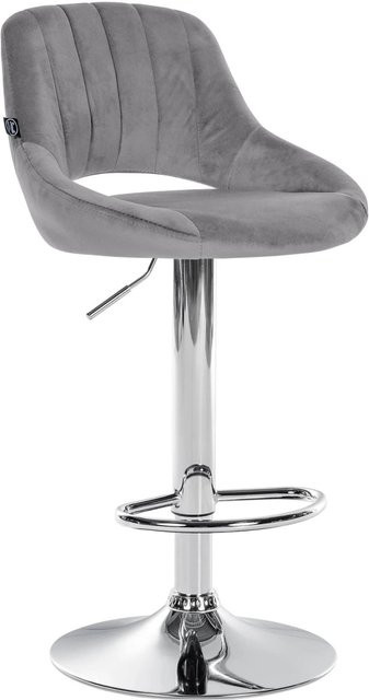 DELUKE Barhocker SEGAD Tresenhocker aus Samt in Dunkelgrau mit silbernem Metallgestell, B/T/H: 47 x 48 x 85 cm - Bild 1