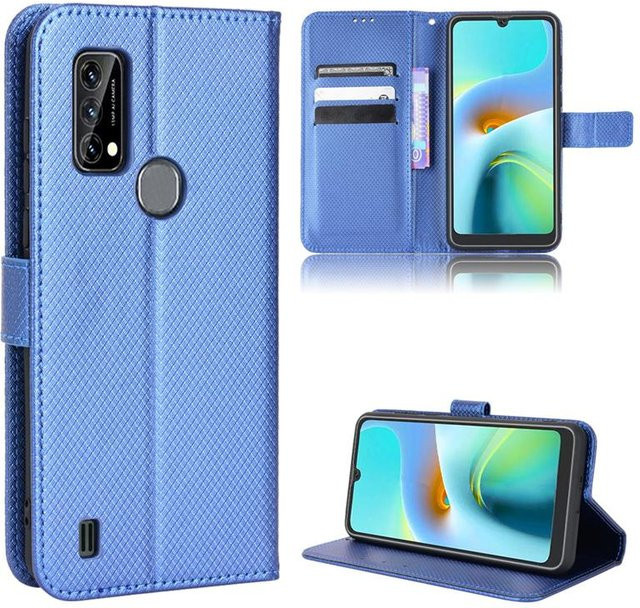 Magnetische Diamond Grain Leder Handyhülle mit Wallet Card Slot für Blackview A95, OSCAL C20, Blackview A70 A90 A100 A95 A50 A55 Pro, Soft Silikon Schutzhülle, Schwarz und Blau - Bild 1