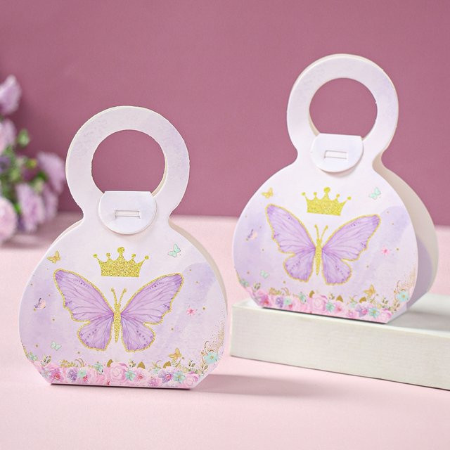 Schmetterling Geschenkverpackung aus Papier für Geburtstag, Party und Baby Shower als Süßigkeiten- und Cookie-Tasche - Bild 1