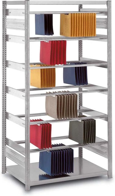 PROREGAL Pendelhefterregal Doppelseitig mit Stecksystem T-Profil, Verzinkt, H x B x T: 300 x 100 x 80 cm, 9 Ebenen, Fachlast 40 kg - Bild 1