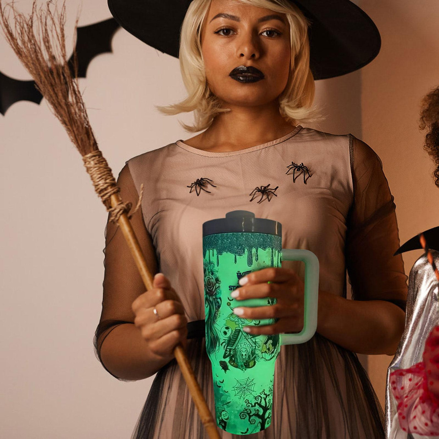 Halloween Thermosbecher aus Edelstahl mit Leuchteffekt in Multicolour - Bild 4