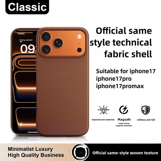 Gewebte Schutzhülle mit MagSafe Magnetfunktion für iPhone 18 17 16 15 14 in Braun - Bild 1