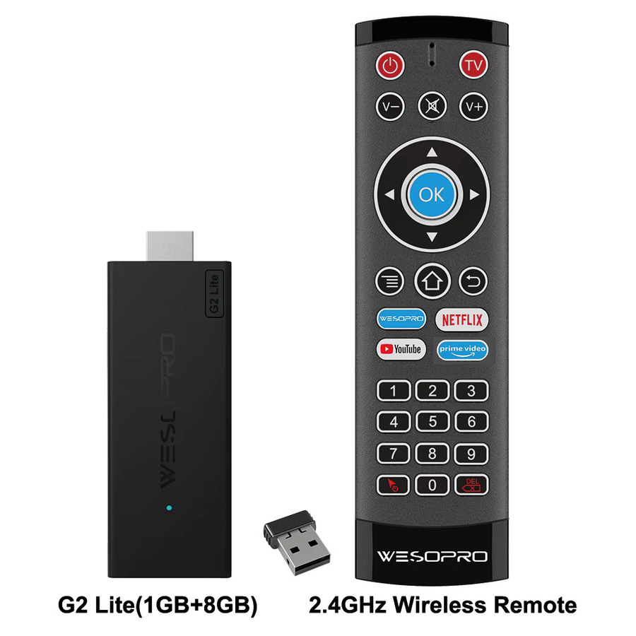 WESOPRO TV Stick Android 14.0 Media Player mit 1 GB RAM, 8 GB ROM, Wifi6 und Bluetooth 5.0 in Schwarz - Bild 2