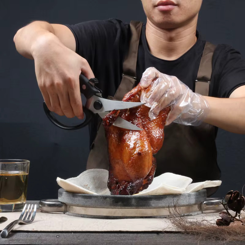 Swayboo Küchenschere für Geflügel und Meeresfrüchte mit Edelstahlklinge und Federunterstützung, Schwarz - Bild 4