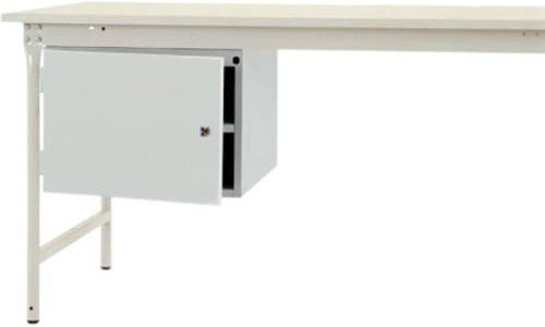 BASI Gehäuse-Unterbau stationär ZB4704.7035 in Grau oder Weiß mit 1 Tür, Einlegeboden und Schloss für Tischtiefe 800 mm, Nutzhöhe: 300 mm - Bild 1