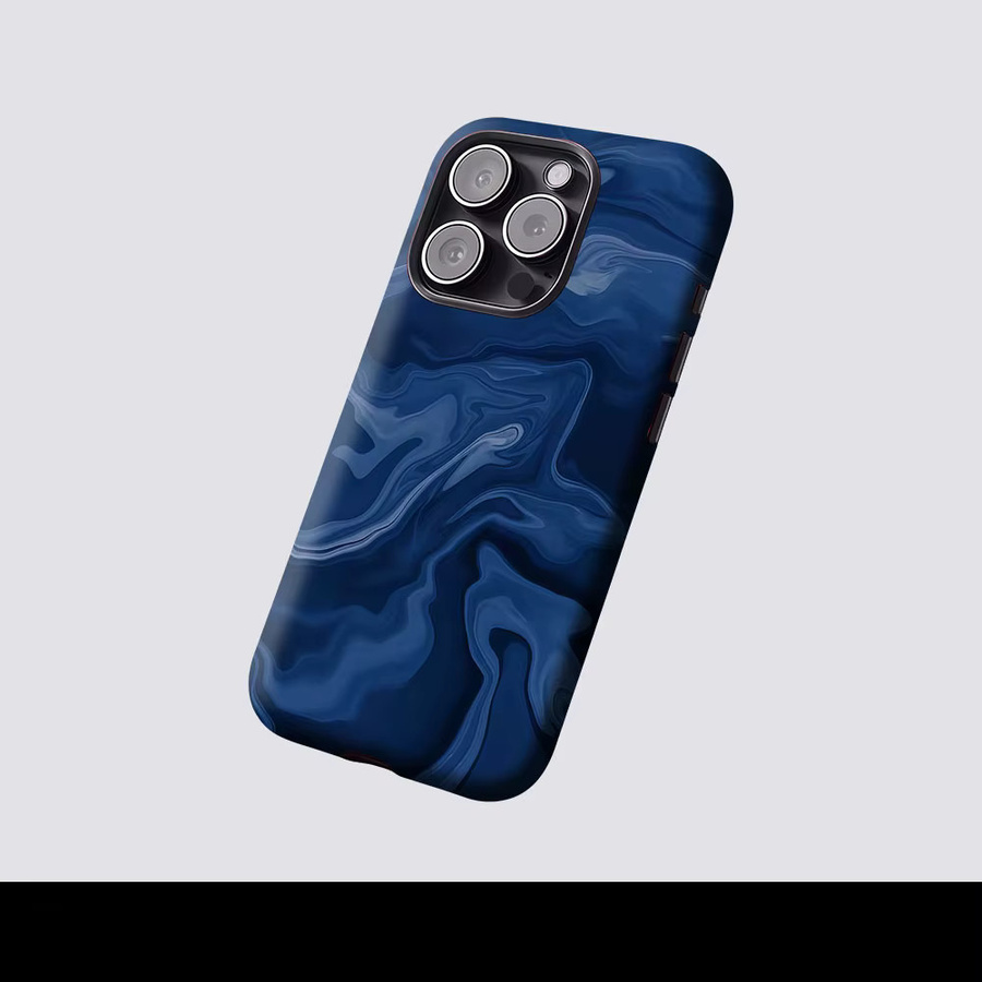 Aurbe Matte 2-in-1 MagSafe Hülle mit Tiefsee-Wellen-Design für iPhone 17 16 15 14 Plus Pro Max, Stoßfeste Hartschale, Blau - Bild 2