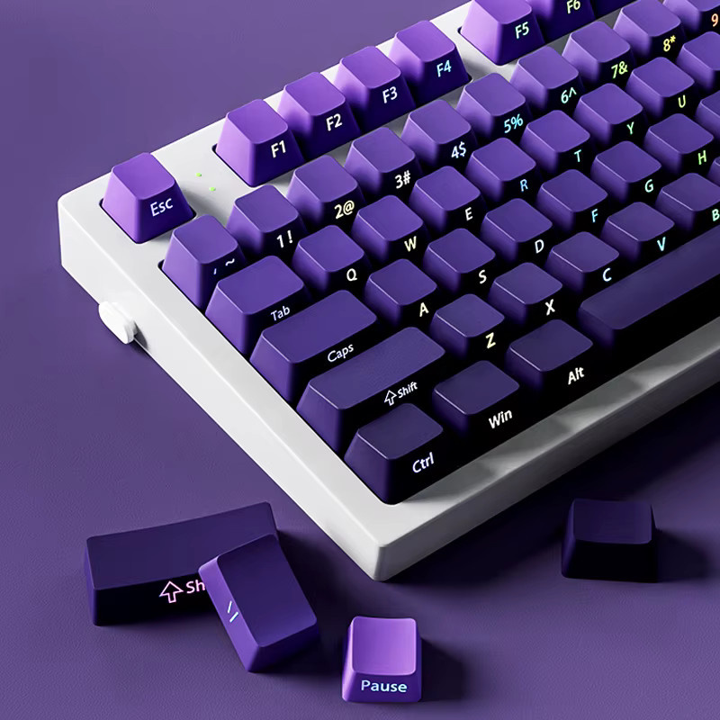 Double-Shot PBT Tastenkappen im Farbverlauf Lila mit OEM-Profil und Seitendruck für Cherry MX Switches, 135 Tasten für RGB-Gaming-Tastaturen - Bild 2