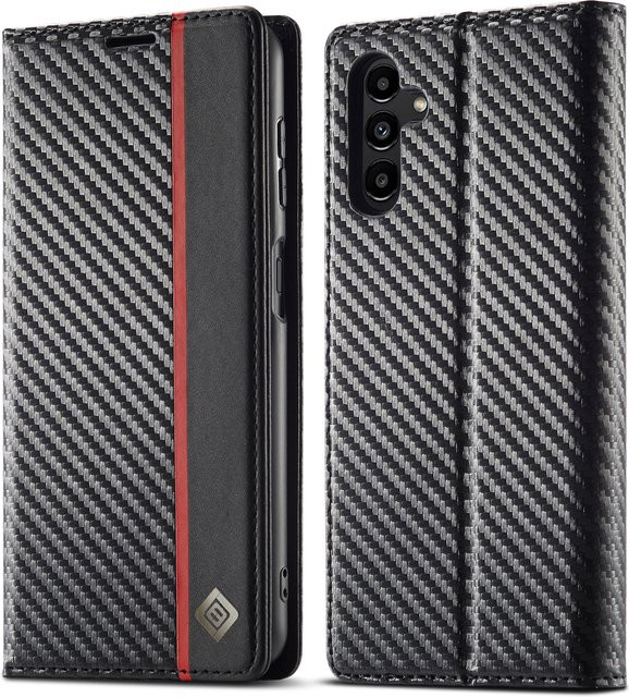 Kohlefaser-Lederhülle als Brieftasche für Samsung Galaxy A-Serie in Schwarz - Bild 1