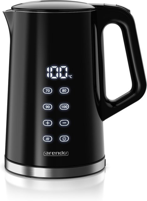 Arendo Wasserkocher aus Edelstahl oder Glas mit Temperaturanzeige und Warmhaltefunktion in Schwarz oder Weiß - Bild 1