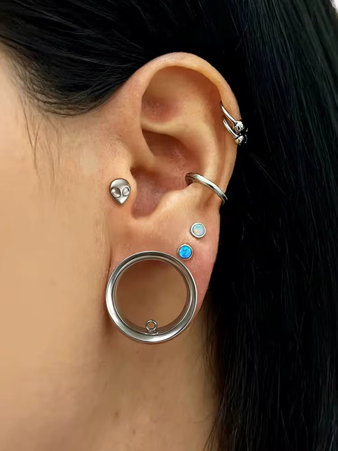 Casvort Ohrhänger-Tunnel Dehner, Edelstahl, Silber, Unisex - Bild 6