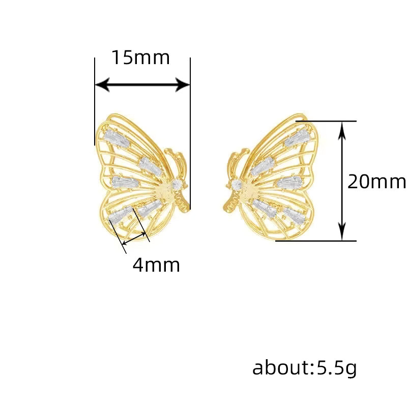 Huitan Ohrringe, Schmetterling, goldfarben, Zirkonia, Damen - Bild 3