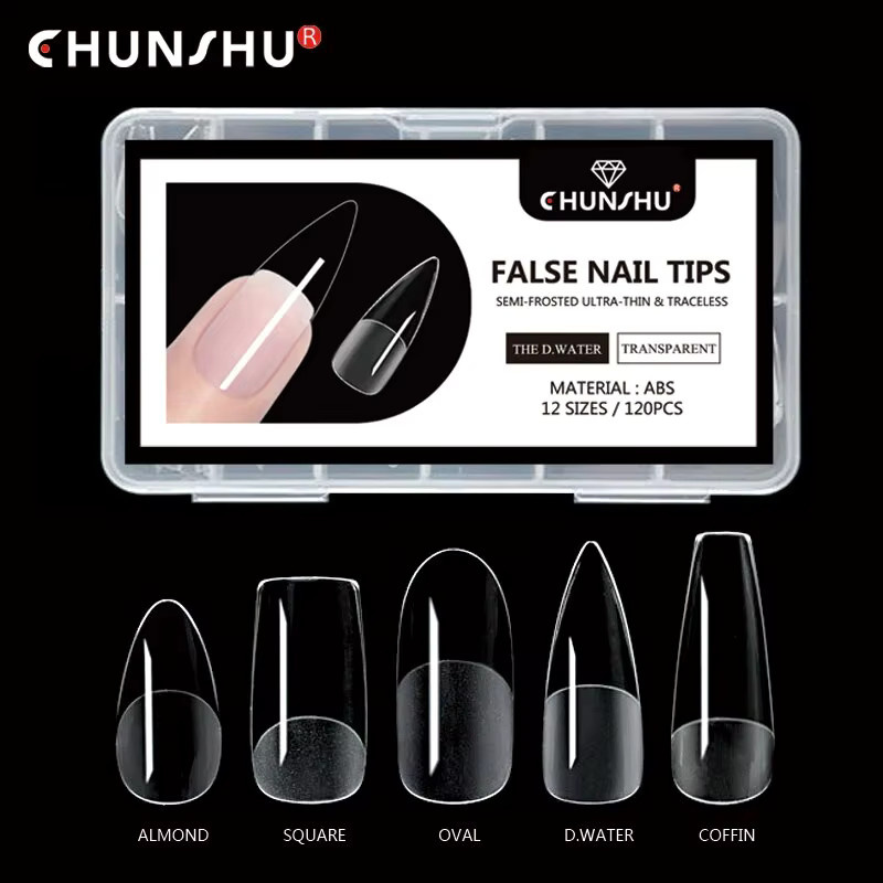 CHUNSHU Kunstnägel, 120 Stück, halb gefrostet, klar, Sargform, Unisex - Bild 2