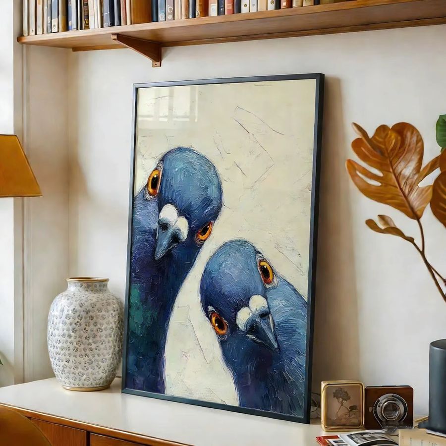 Retro-Kunstdruck mit Tauben im Mid-Century Stil von SHENCHEN als Wandkunst für dein Wohnzimmer oder deine Küche - Bild 4
