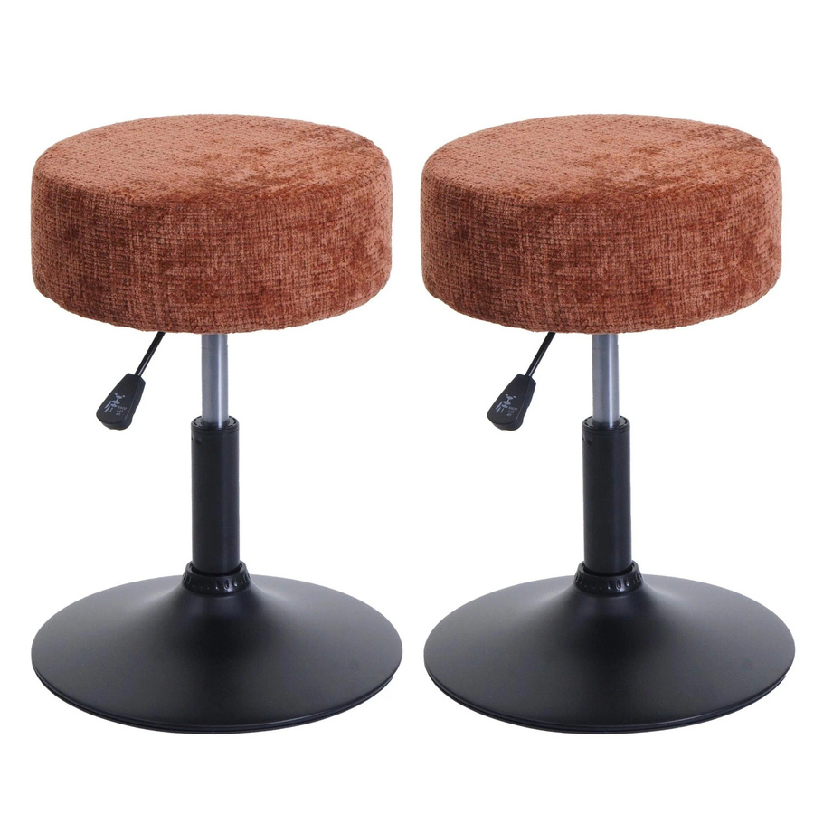 2er-Set MCW Sitzhocker C22 höhenverstellbar und drehbar aus Chenille Stoff in Terrakotta, Durchmesser: 37 cm - Bild 3