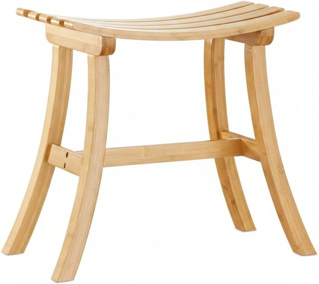 Relaxdays Hocker aus Bambus in Natur mit skandinavischem Design, B/T/H: 48 x 56 x 28,5 cm - Bild 1