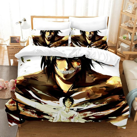 Attack On Titan Bettwäscheset aus Mikrofaser mit 3D-Grafik, Multicolor, B: 173 cm, L: 218 cm