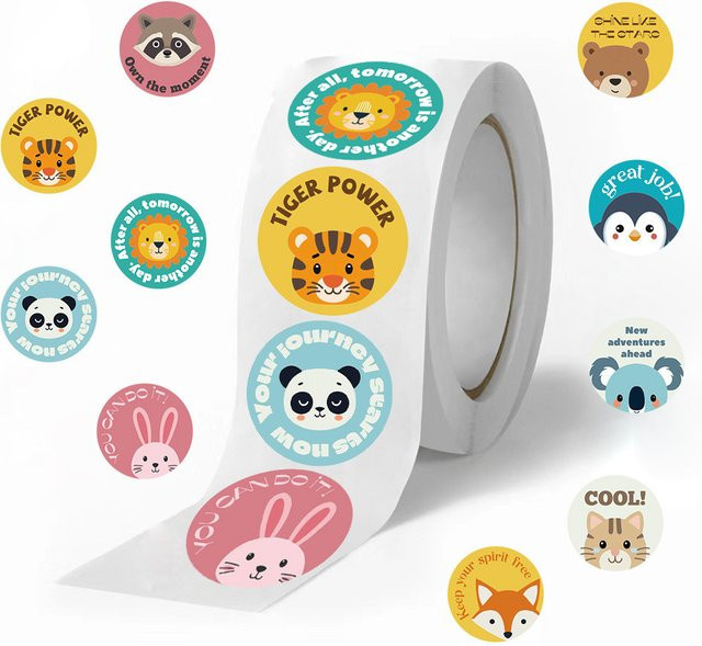 500 Stück motivierende Tier-Cartoon-Aufkleber von BulingBulingStickers Store in Multicolour für Kinder DIY-Tagebuch und Dekoration - Bild 1