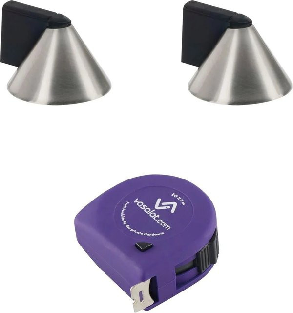 vasalat Set Türstopper Boden zum Schrauben, kegelförmig, Edelstahl silber gebürstet, Durchmesser: 40 mm, Höhe: 26 mm - Bild 1
