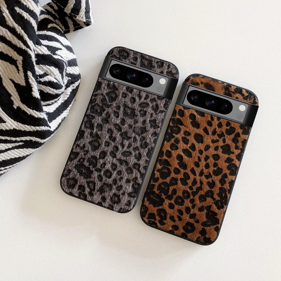 Retro Leopardenmuster Plüsch Handyhülle für Google Pixel 10 9 Pro XL 8 Pro 7 Pro 6 Pro 8A 7A 9A 6A in Braun Multicolour - Bild 2