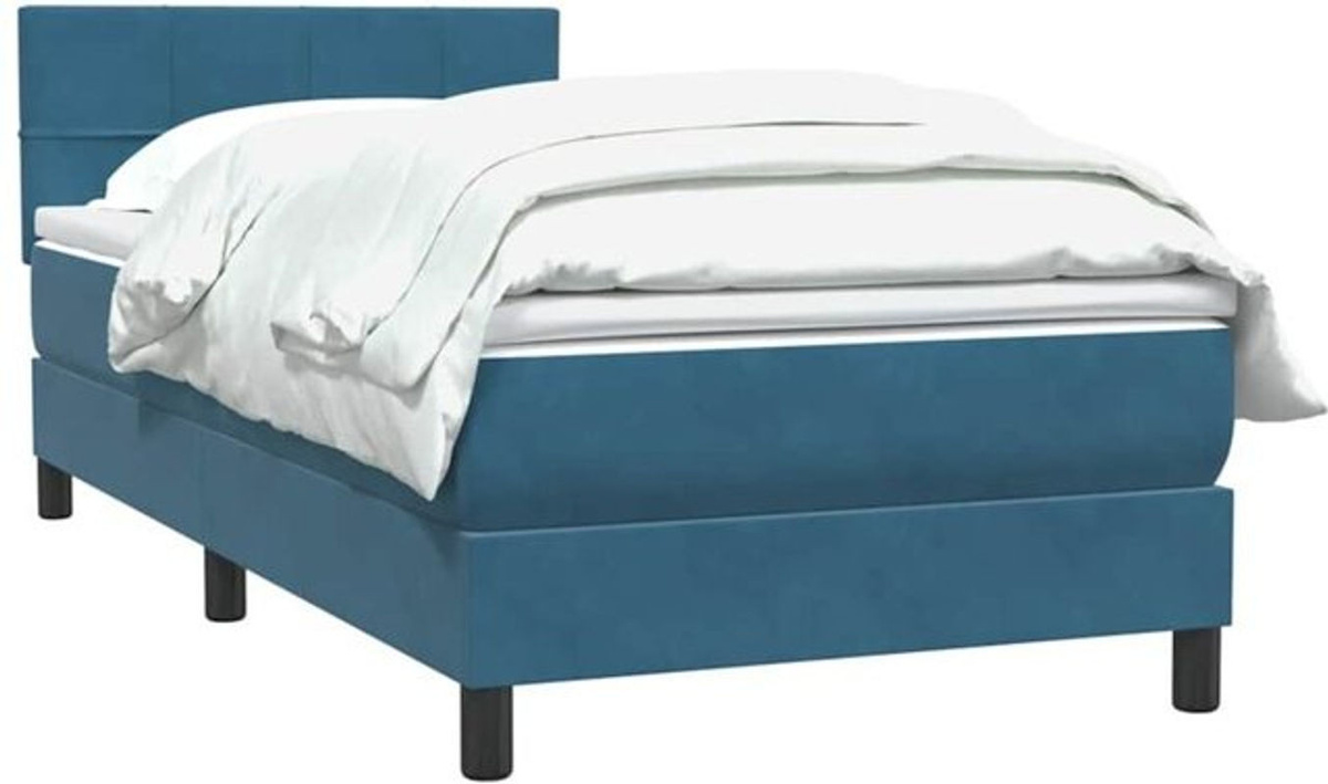 vidaxl Boxspringbett mit Matratze aus Samt in Blau, B/T/H: 80 x 220 x 78 cm - Bild 1