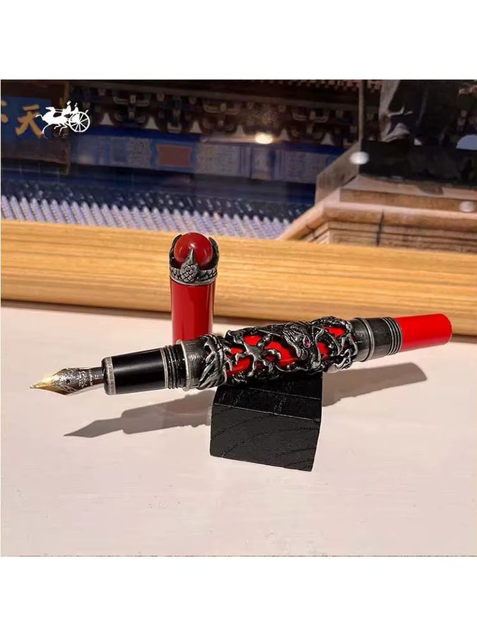 Jinhao Dragon King Füllfederhalter mit feiner Spitze in Rot und Grün aus Resin - Bild 4