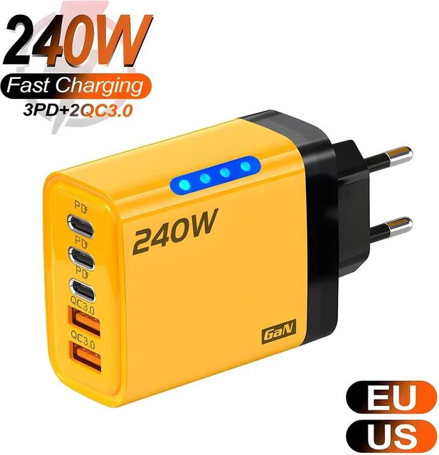 5 Ports USB C PD Ladegerät mit Quick Charge 3.0 Schnellladeadapter für iPhone 15 16 Samsung Xiaomi Huawei - Bild 1