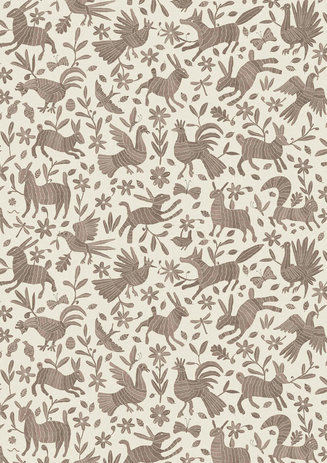 Lewis & Wood Tapete Otomi Twiglet in Braun mit floralem und ethnischem Design - Bild 1