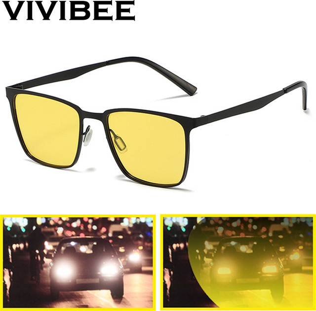 VIVIBEE Nachtsichtbrille, Gelb, Metall, Vollrand, quadratisch, Unisex - Bild 1
