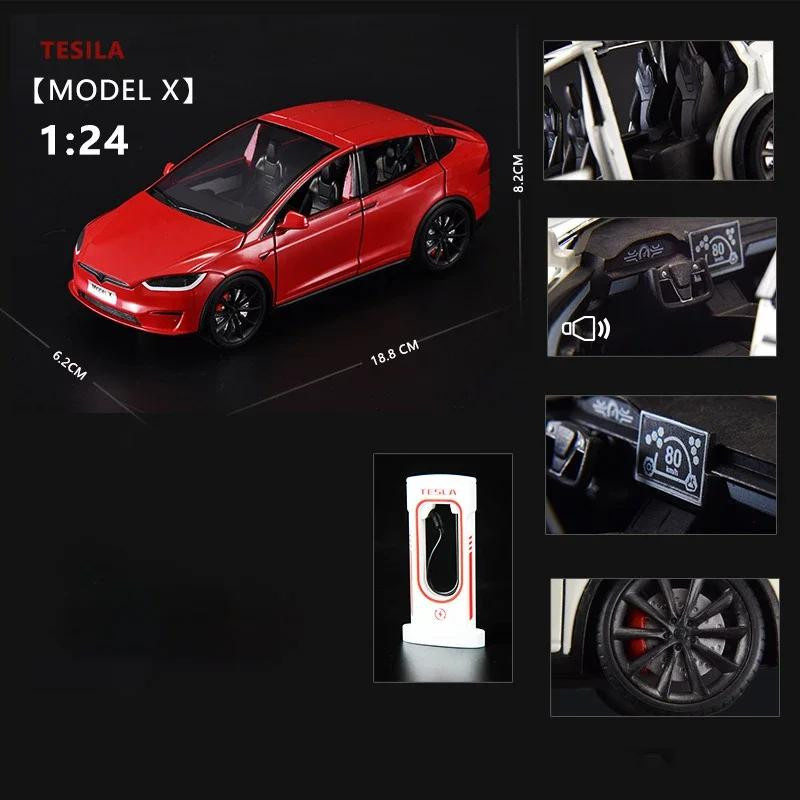 JJRC TOP Tesla Model X Model 3 Spielzeugauto, 1:24, rot, mit Licht und Ton - Bild 2