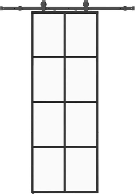 vidaXL Schiebetür aus ESG-Glas in Schwarz mit Beschlag, B: 76 cm, H: 205 cm - Bild 1