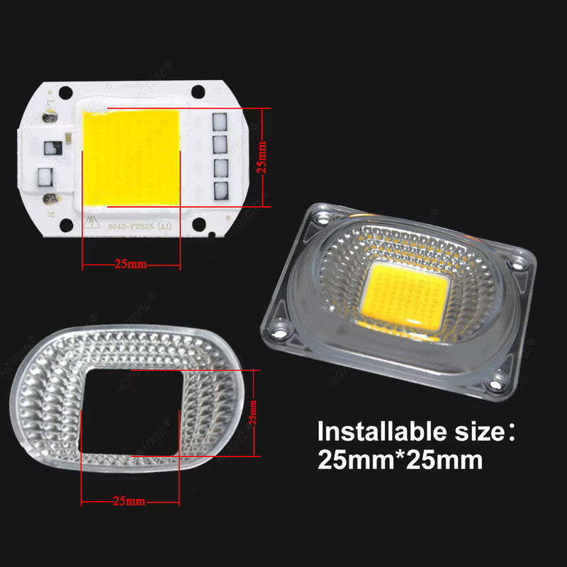 LED Objektiv Reflektor für COB Chips mit optischem Glas und PC-Abdeckung, 220V, Durchmesser: 44 mm, für 20W 30W 50W 100W, silberfarben - Bild 4