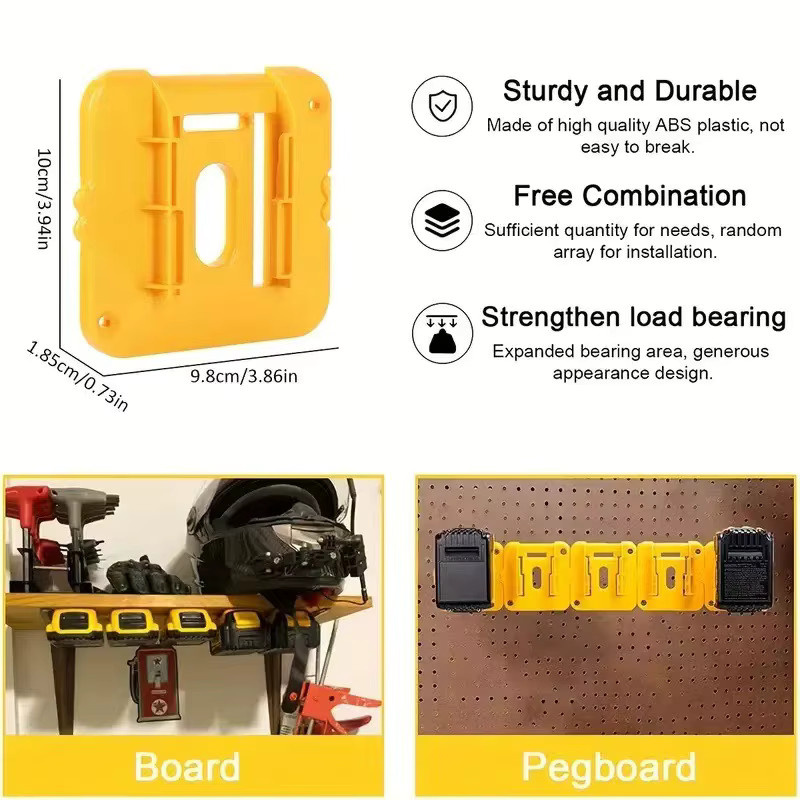 DeWalt Batteriehalter für 20 V Akkus DCB200 DCB201 DCB202, gelb, Wandhalterung für Arbeitswagen und Regale - Bild 2