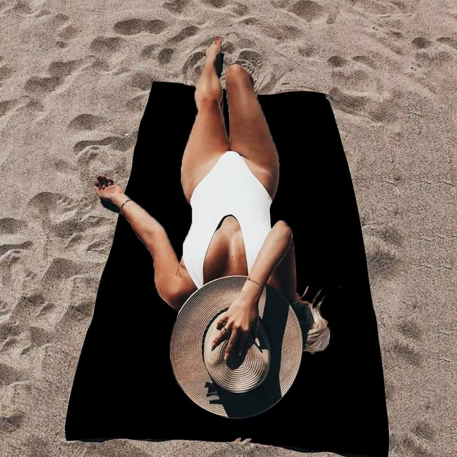 Salvatore Ferragamo Strandtuch aus Mikrofaser in Schwarz und Sand, schnelltrocknendes Handtuch für Pool, Strand und Yoga - Bild 3