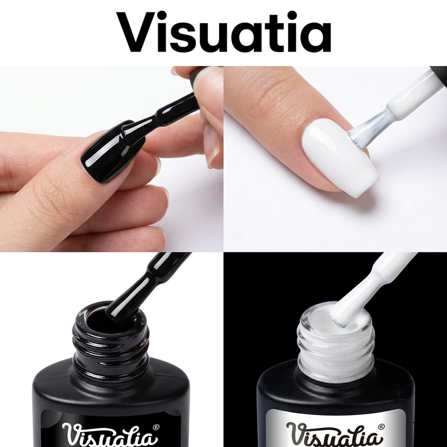 Visuatia Nagellack-Set, Schwarz-weiß, glänzend - Bild 2