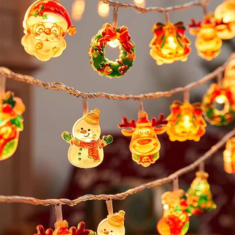Feimefeiyou Acryl LED Lichterkette als Vorhang mit Schneemann und Weihnachtsmann in Warmweiß und Multicolour für Weihnachten und Partys - Bild 5