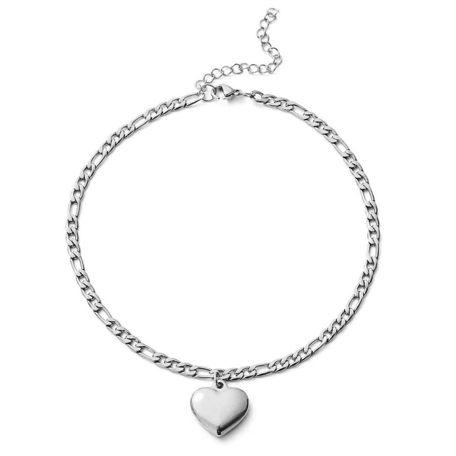 Fußkettchen Edelstahl, Silber, Herz Charme, Damen - Bild 1