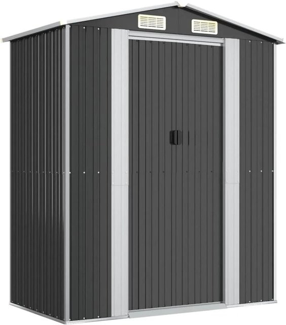 vidaXL Geräteschuppen aus verzinktem Stahl in Anthrazit, B/T/H: 192 x 108 x 223 cm - Bild 1