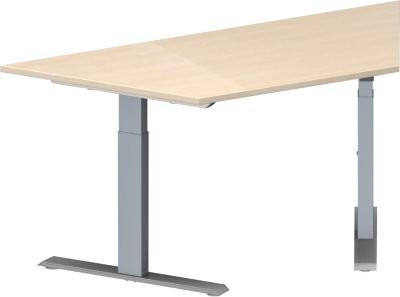 Schäfer Shop Genius Konferenztisch MODENA FLEX in Ahorn mit weißem T-Fuß, Trapezform, höhenverstellbar, B: 160 cm, T: 80 cm, H: 65-85 cm - Bild 1