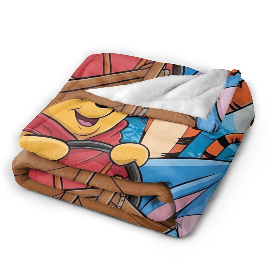 LjqNine Winnie Puuh Flanell Strickdecke für Kinder, Mehrfarbig, B/H: 75 x 90 cm - Bild 1