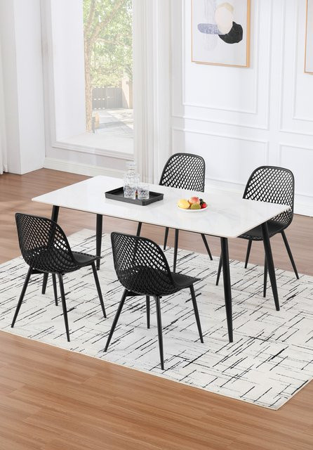 WOLTU 4er-Set Esszimmerstühle Muschel-Loungesessel im skandinavischen Design mit Metallbeinen, Grau/Schwarz - Bild 1