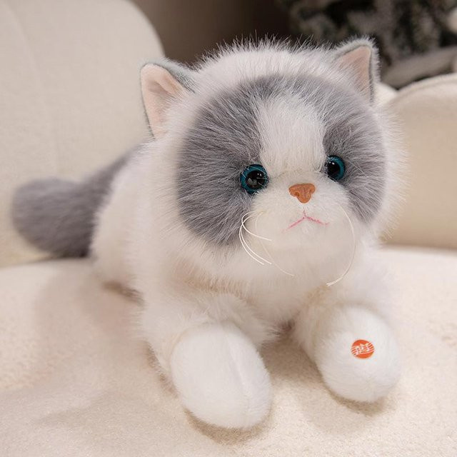 Ragdoll Katze Puppe Plüschtier, grauweiß - Bild 1