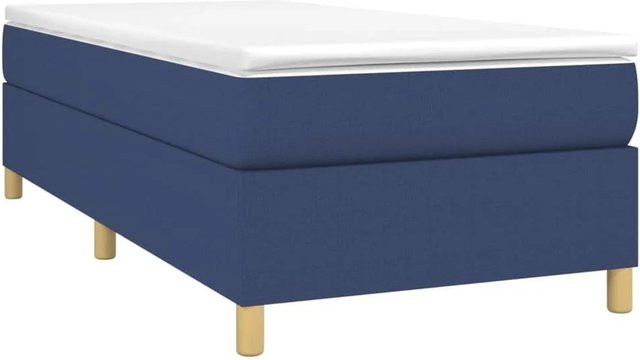 vidaXL Boxspringbett mit Matratze Blau, Hybridbett mit Taschenfederkern aus Stoff, B/T/H: 90 x 200 x 35 cm - Bild 1